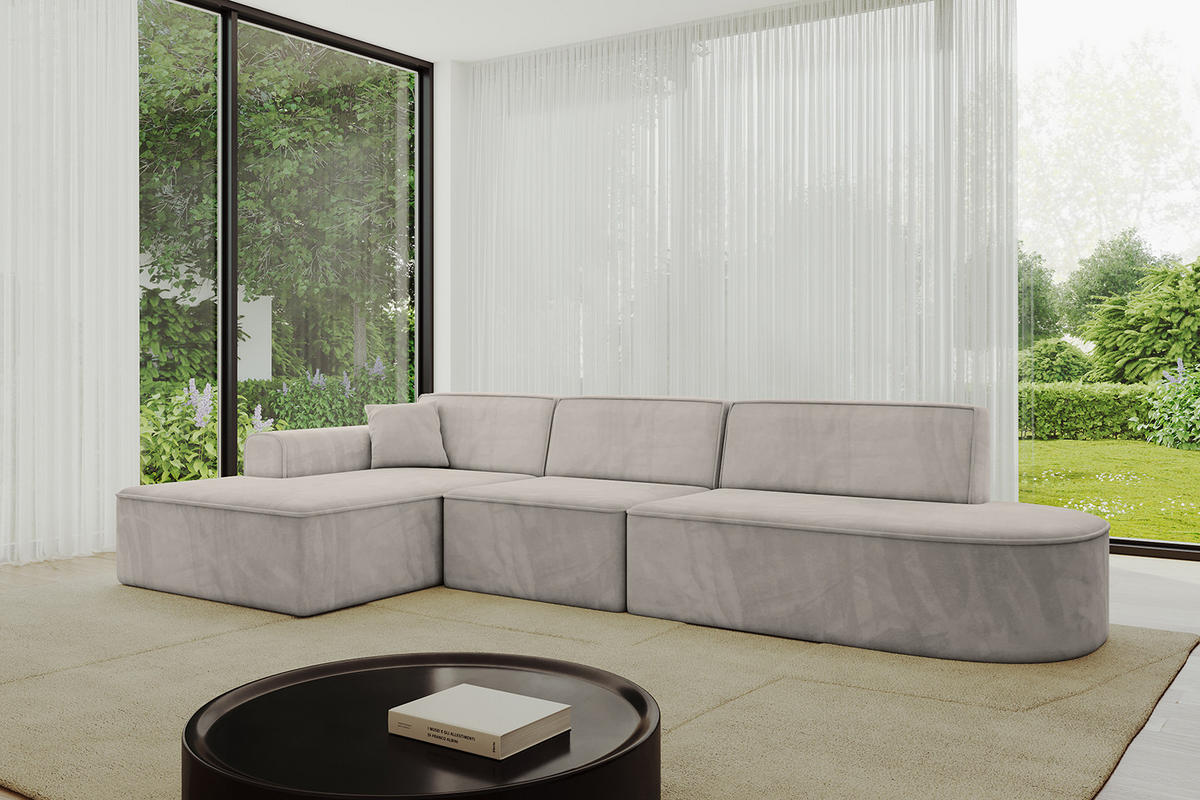 ECKSOFA Ottomane Links IREA-L2-v3 - 328x171x79 cm Hellbraun - Hellbraun, Holzwerkstoff/Textil (328/171cm) - ALTDECOR