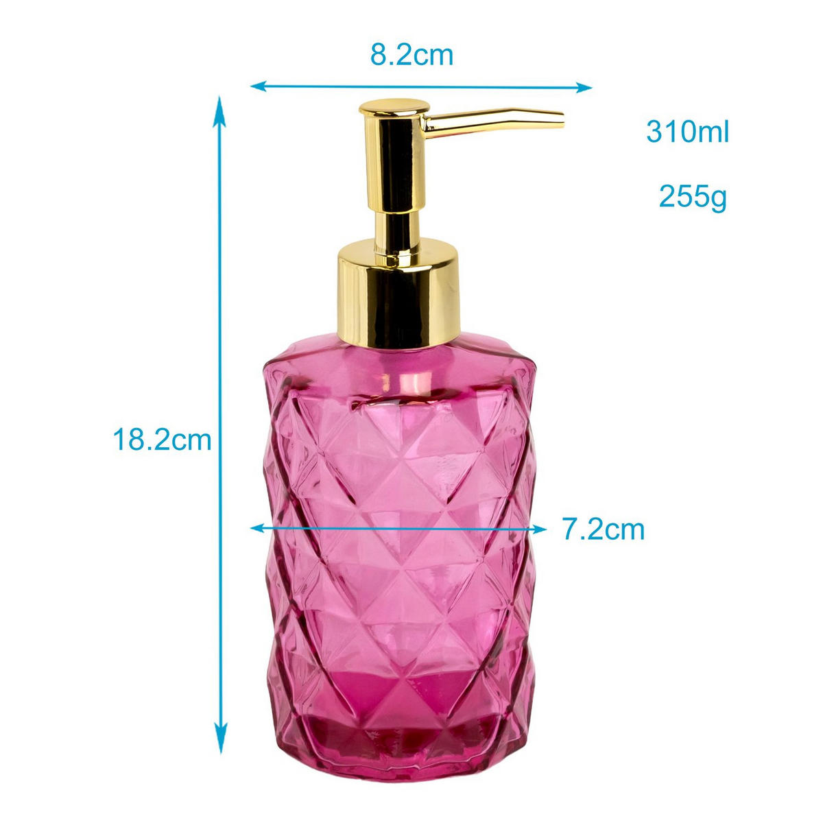SEIFENSPENDER 310ml - Pink, Glas (7.2/18.2/8.2cm) - Intirilife