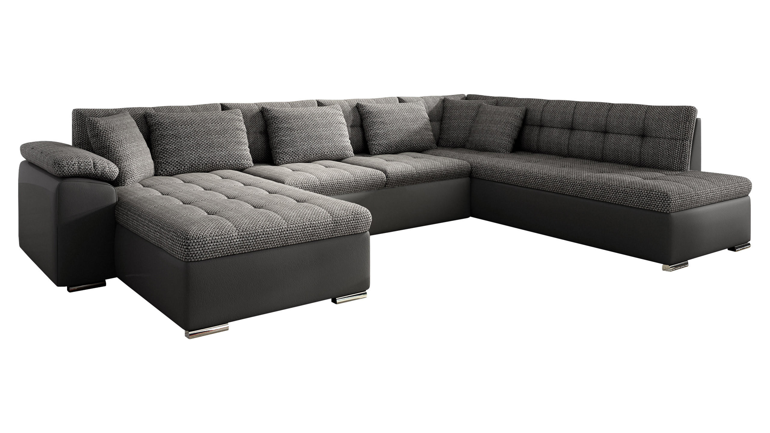 WOHNLANDSCHAFT Niko Bis, Seite: Links - Graphitfarben, Holz/Textil (348/76/205cm) - MIRJAN24