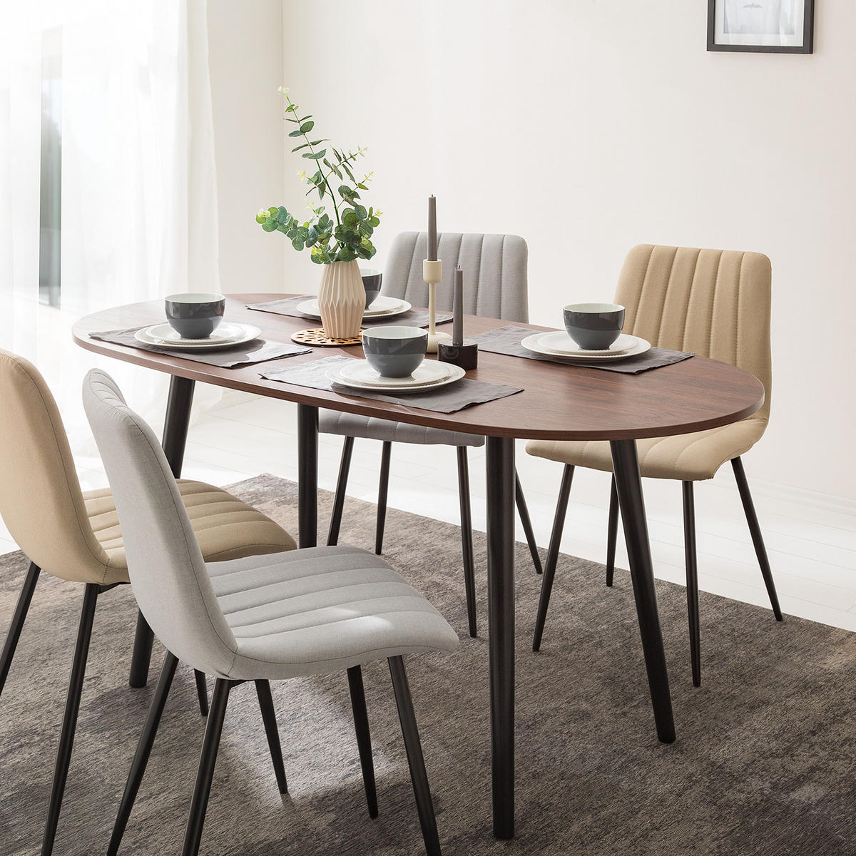 ESSTISCH oval - Walnuss Dekor - Braun, Holzwerkstoff (80/160/75cm) - home24