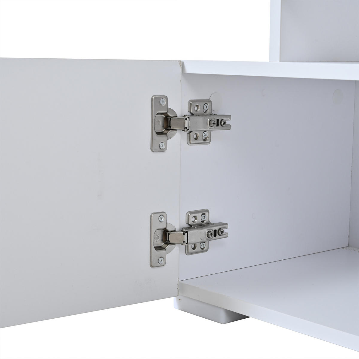 TV-LOWBOARD 180x35x45 cm Weiß Hochglanz 3 Türen Glas Einlegeböden - Weiß, Holzwerkstoff (35/45/180cm) - FLIEKS