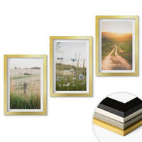 WANDBILDER 3er Set - 20x30 cm Goldrahmen - Landschaften Natur Felder Weg - Goldfarben, Kunststoff (20/30cm) - ArtPrintCave