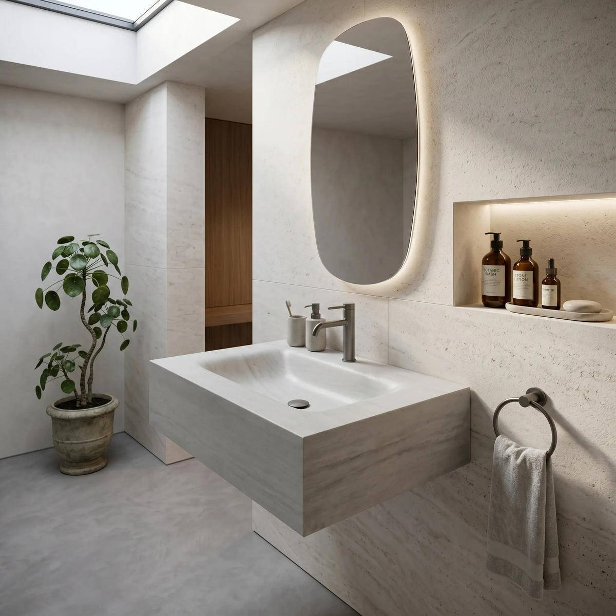 WANDWASCHBECKEN Rea Apollo Muralto Roma 70 - Grau, Keramik (50/20/70cm) - REA