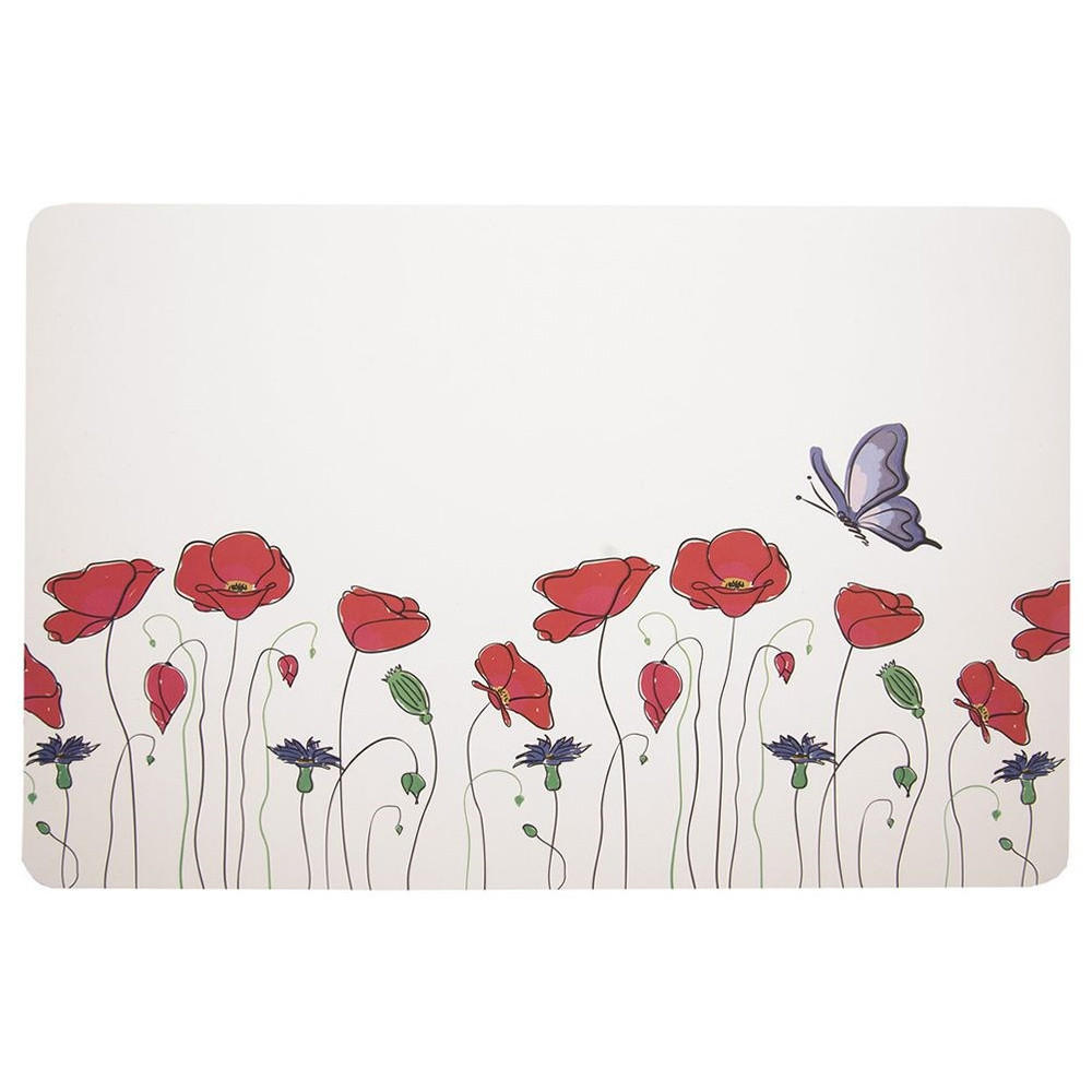 TISCHSET MAKI, Kunststoff, weiß/rot, 43 x 28 cm - Weiß, Kunststoff (1cm) - Orion 