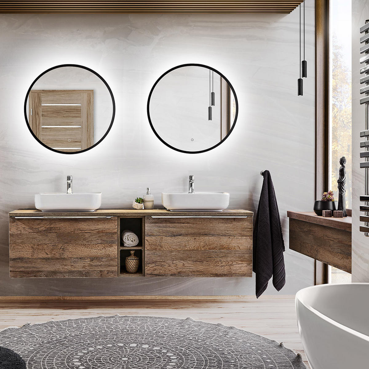 BADMÖBEL-SET 9-TLG. Puebla-56 - Braun, Holzwerkstoff (180/200/46cm) - Lomado