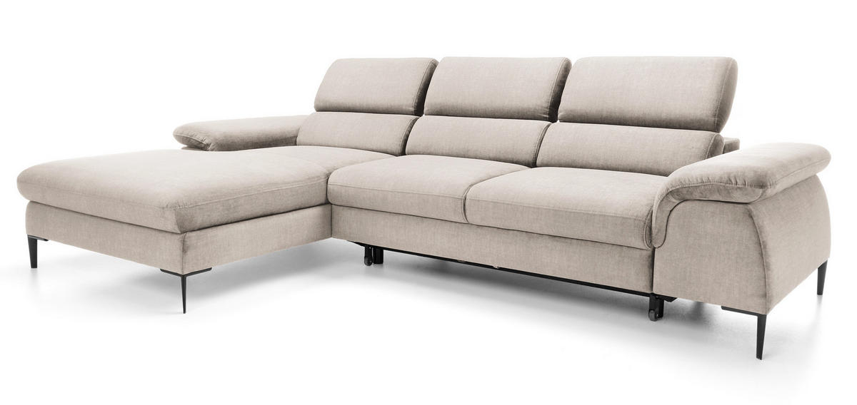 ECKSOFA L-Form 290 cm Amaro M mit Schlaffunktion, Links, Creme - Creme, Holz (288/182cm) - Emporius