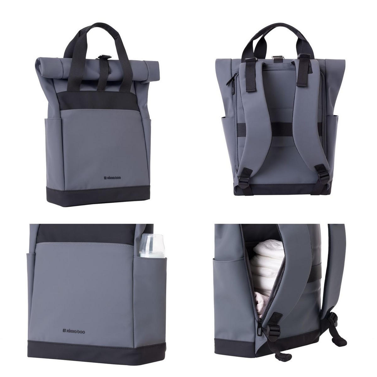 WICKELTASCHE Cerise grau Rucksack, wasserfest, Wickelunterlage, Reißverschluss, Träger, 0,94 kg - Grau, Textil (15/43/35cm) - Kikka boo
