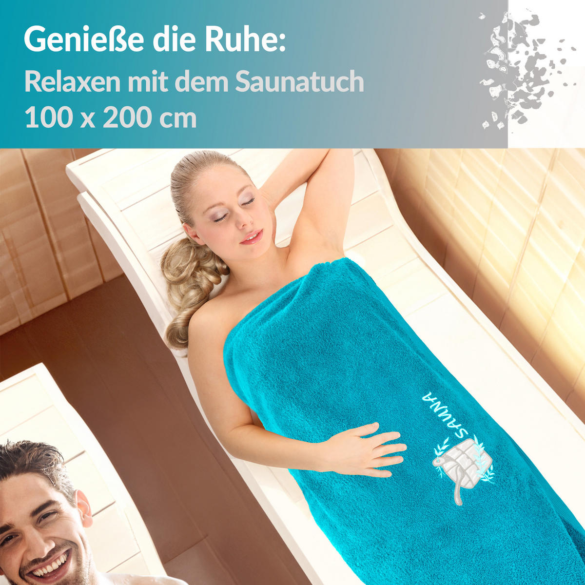 SAUNATUCH Lillby Aquamarin Blau 100x200 cm - Blau, Textil (100/200cm) - Lashuma