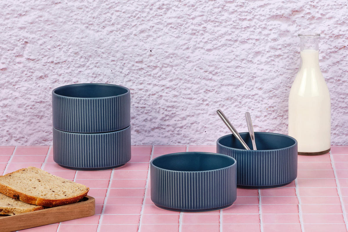 SCHALEN Scandi Ø12cm - 4er-Set - Marineblau - Blau, Keramik (12cm) - Björn