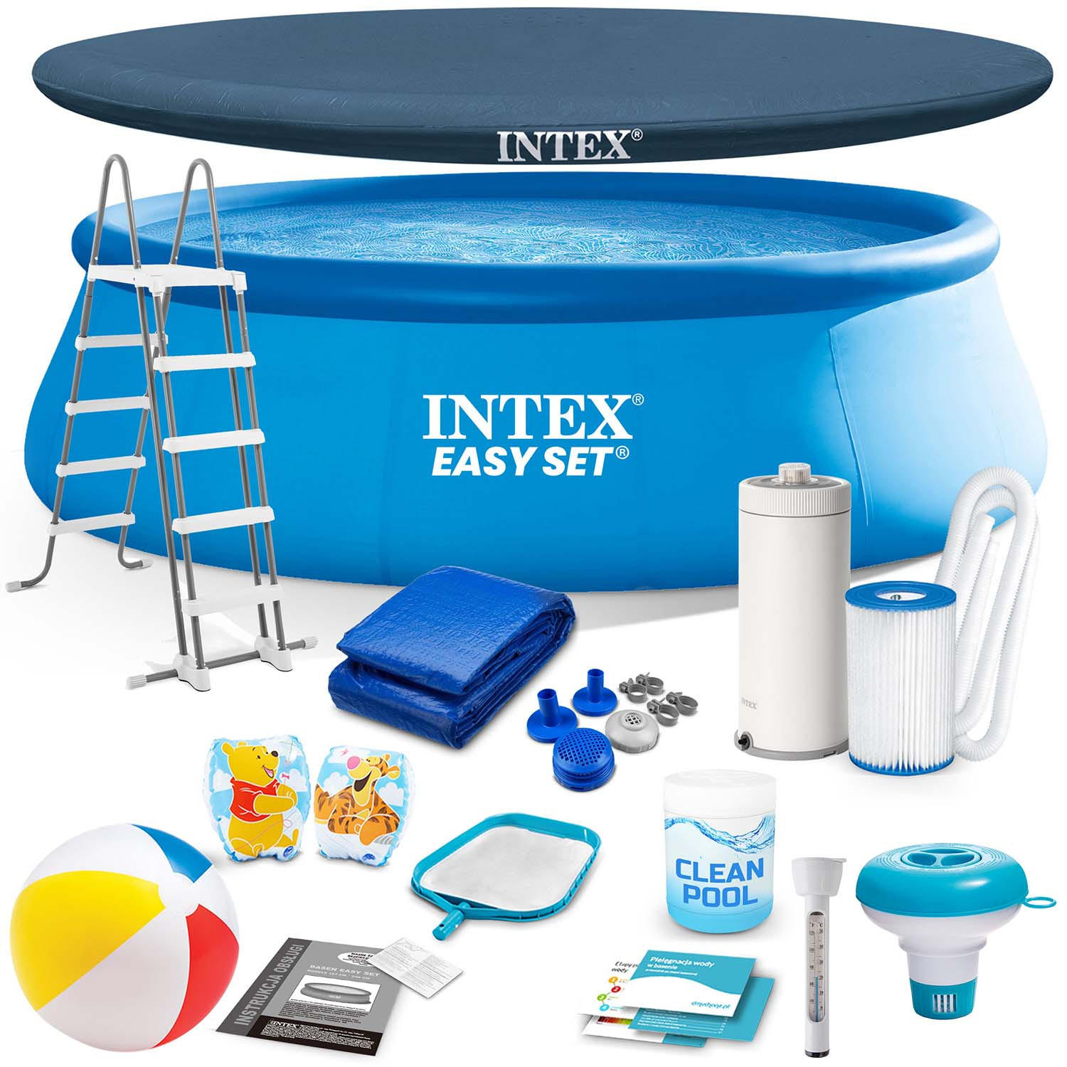QUICK-UP POOL SET 457 x 122 cm, 18in1 - 26168 - Blau, Textil (457/122cm)