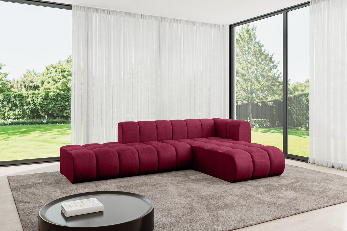ECKSOFA modulares Sofa Zuvon-L1 - 296x177x70 cm Bordeauxrot - Bordeaux, Holzwerkstoff/Textil (296/177cm) - ALTDECOR