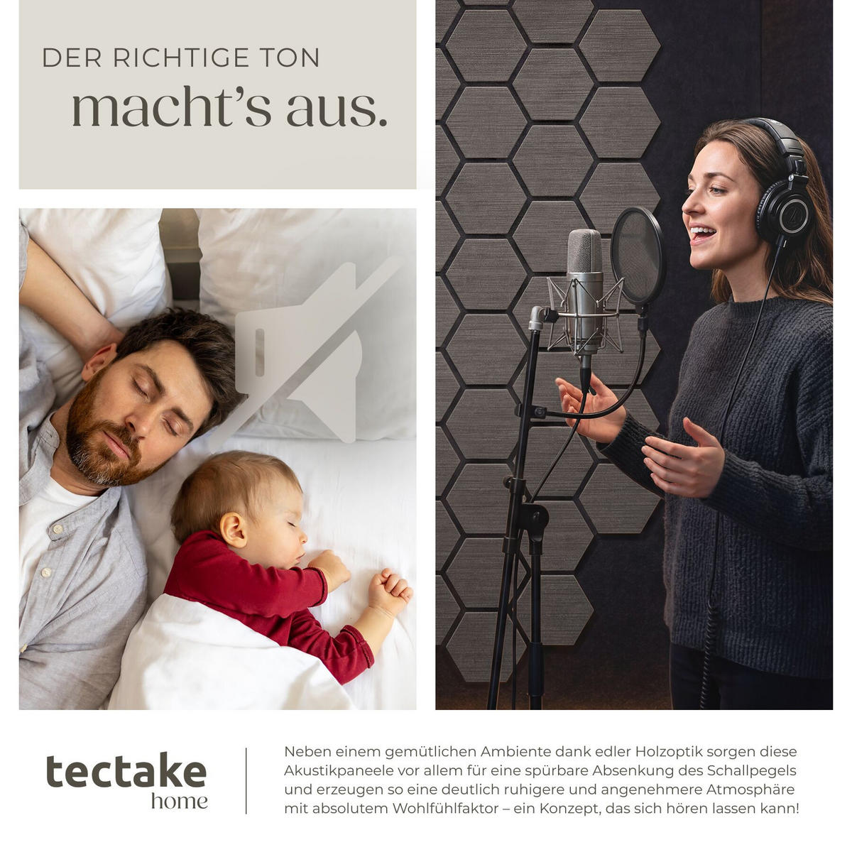 AKUSTIKPANEELE Sonic Shield, je 76 x 62 x 1,8 cm, Größe flexibel anpassbar, Eiche grau - Grau/Silbereichenfarben, Holz (62/1.8/76cm) - tectake