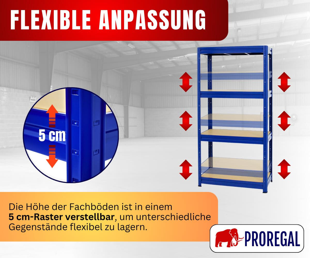 SCHWERLASTREGAL Dino 180x90x60 cm Fachlast 600 kg Blau - Blau, Metall (90/180/60cm) - PROREGAL