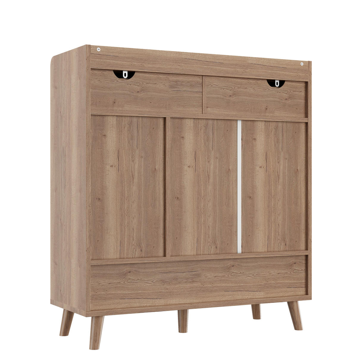 SCHUHSCHRANK aus MDF & Spanplatte 90x35x100cm in Weiß mit Kippsicherung - Weiß, Holzwerkstoff (90/100/35cm) - Modfu