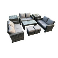 GARTENMÖBELSET Polyrattan Dunkelgrau 8-Sitzer - Dunkelgrau, Metall - Fimous