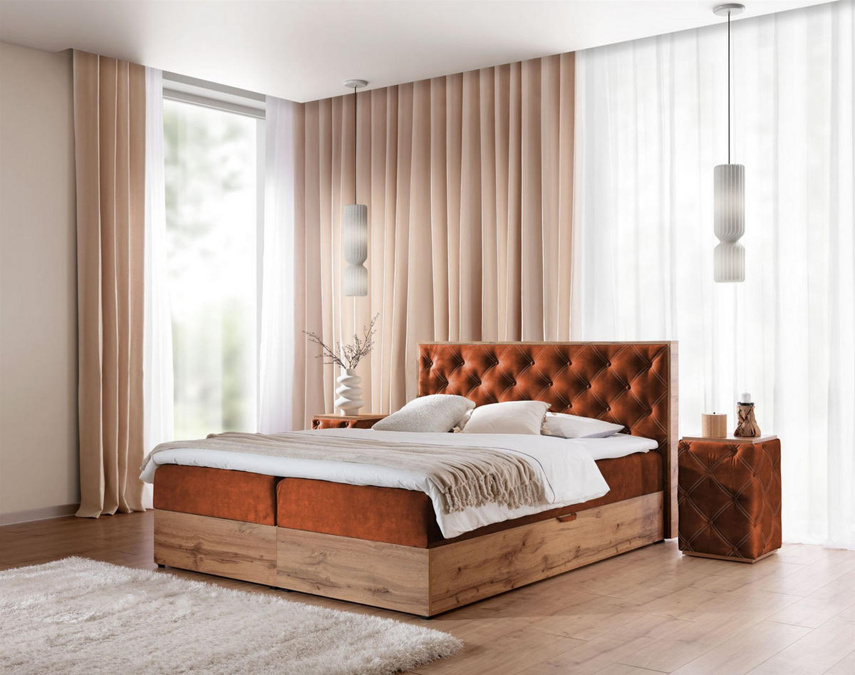 BOXBETT Maximo In Torre - Rot, Holzwerkstoff/Textil (140/200cm) - Fun Möbel