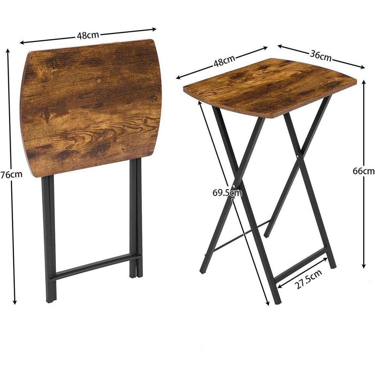 BEISTELLTISCH Klappbar Dunkelbraun Metall - Multicolor, Metall (36/48/76cm)