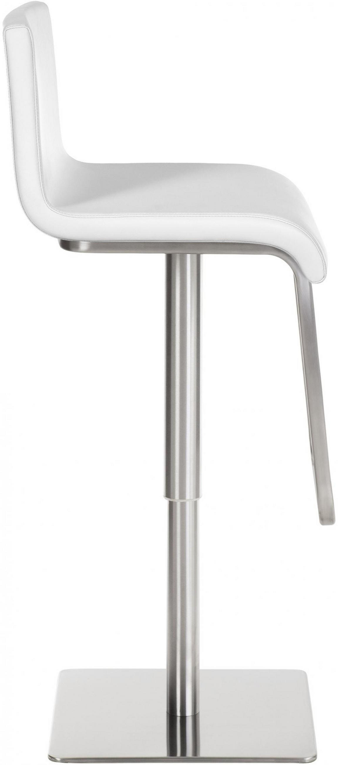 BARHOCKER 2er Set Lederlook Weiß - Edelstahlfarben/Weiß, Textil/Metall (39/80/46cm) - CLP