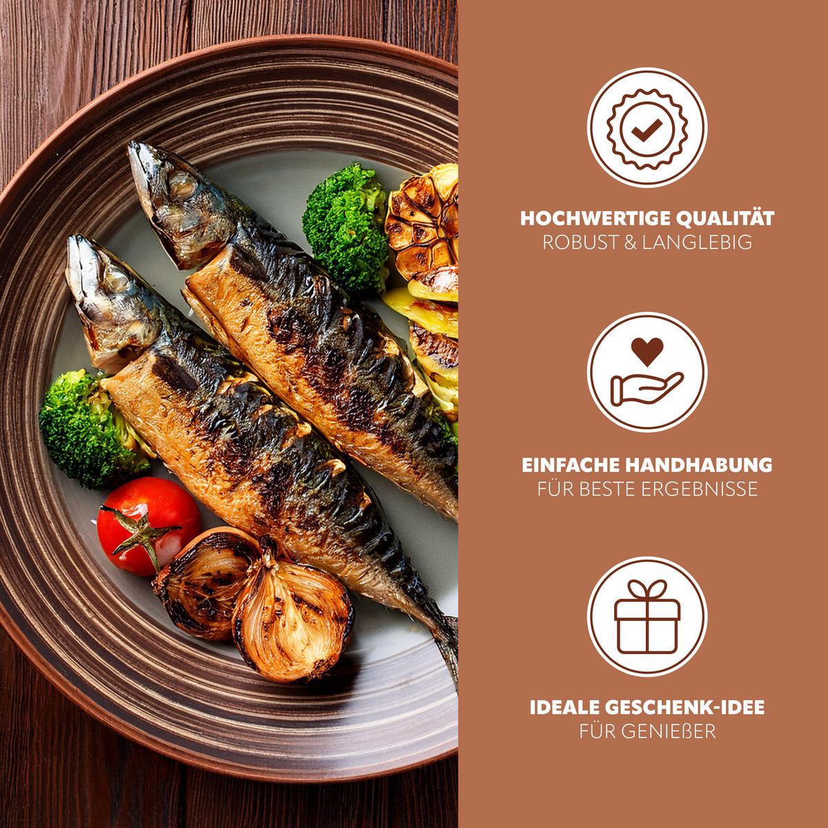 FISCHGRILLER, silber, Edelstahl - Edelstahlfarben, Metall (26.5/26.5/65cm) - bremermann