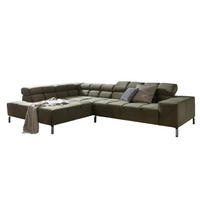 ECKSOFA NELSON Dunkelgrün Velvet - Dunkelgrün/Silberfarben, Textil (321/116cm) - KAWOLA