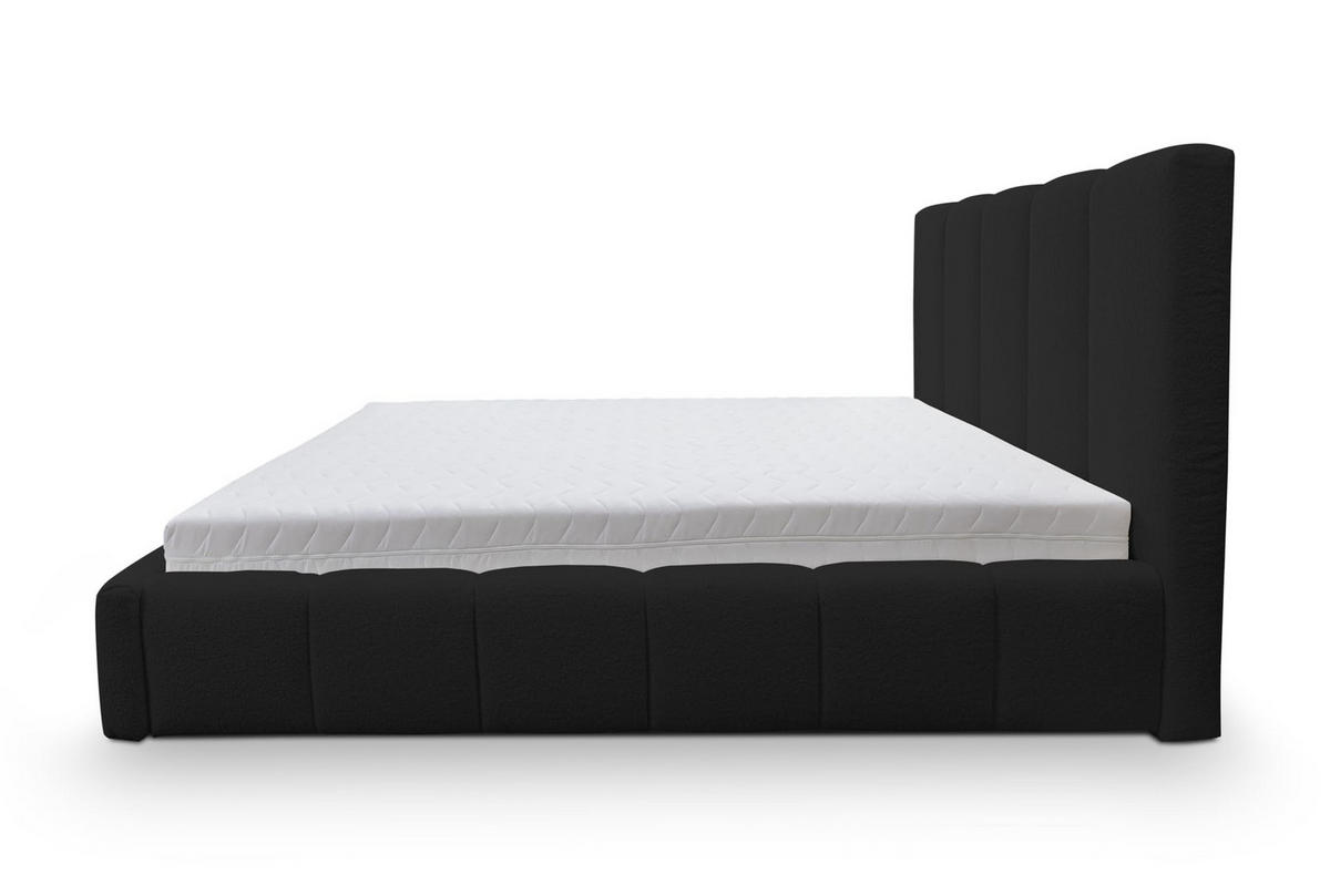 POLSTERBETT MARCO mit Bettkasten Boucle (Schwarz, 180 x 200 cm) - Schwarz, Holzwerkstoff (180/200cm) - VENASI MÖBEL