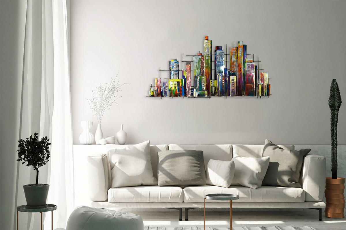 WANDDEKO Bunt 120/60 cm - Multicolor, Metall (3/60/3cm) - KUNSTLOFT