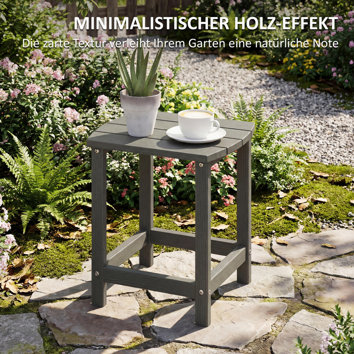 OUTDOOR-BEISTELLTISCH HDPE Grau - Grau, Kunststoff (48/37/46cm) - Outsunny