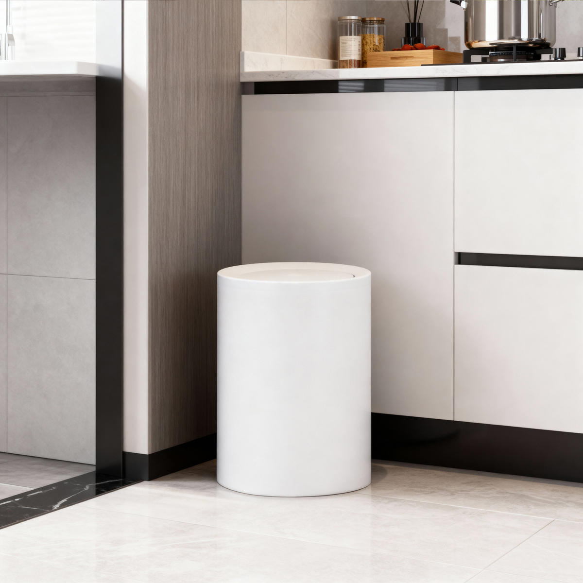 MÜLLEIMER - Weiß, Kunststoff (26/31.5/26cm) - Relaxdays