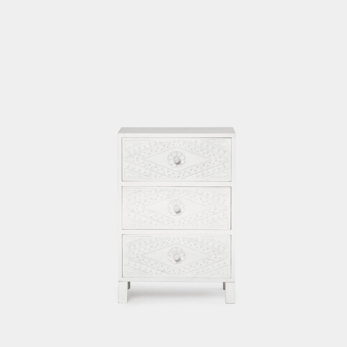 NACHTTISCH 3 SCHUBLADEN Sinta Weiß 45 cm x 66 cm - Weiß, Holzwerkstoff (45/66/35cm) - Klast Home
