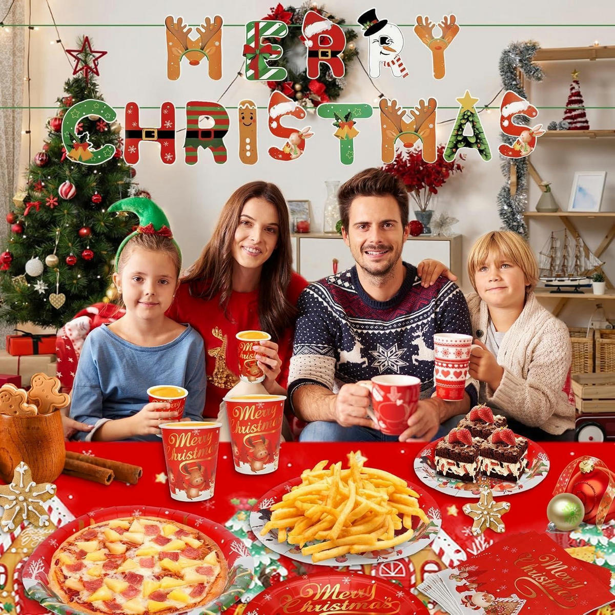 PARTYGESCHIRR Set Weihnachten 82-teilig für 20 Personen - Multicolor, Papier (22/22/4cm)