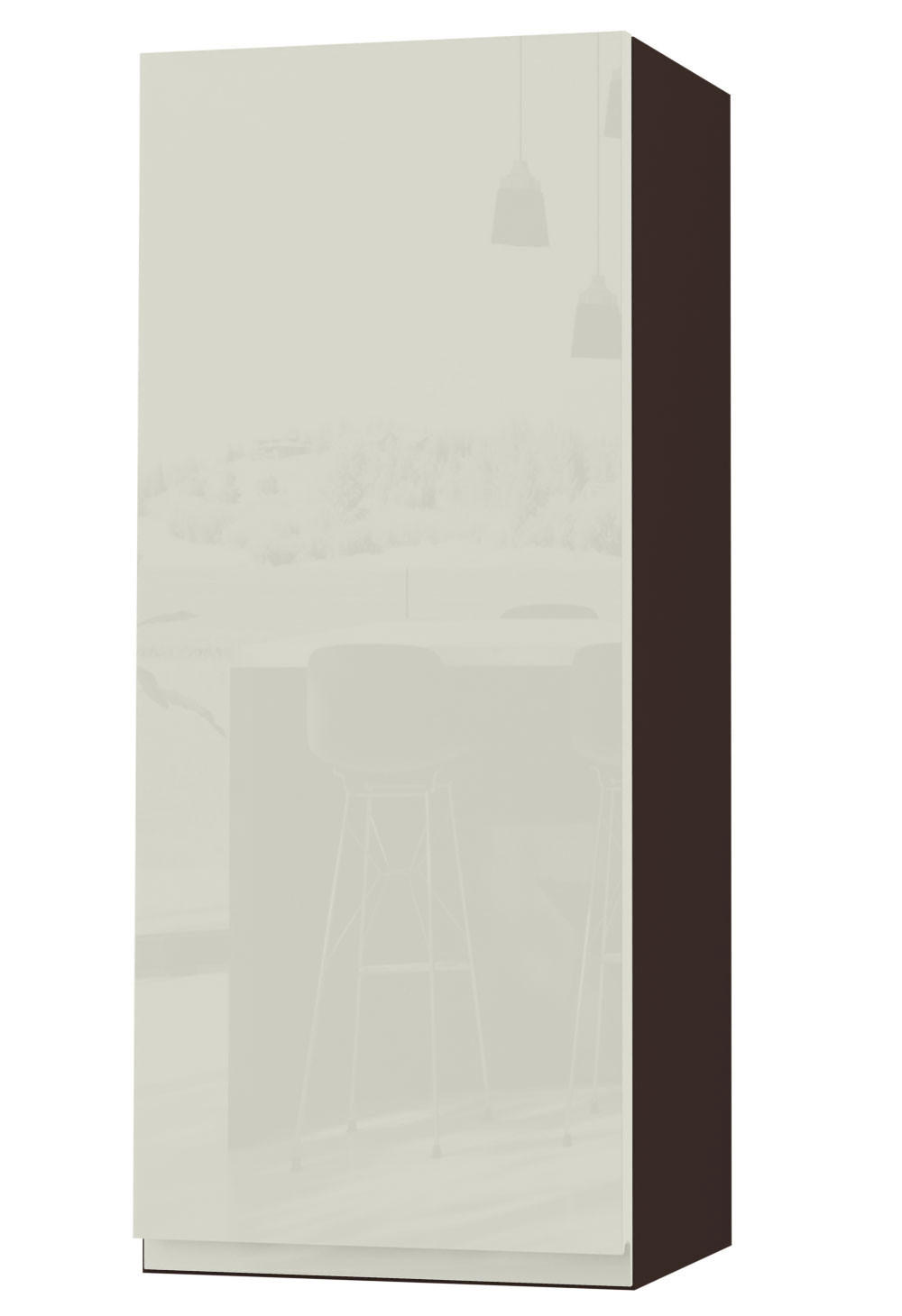 HÄNGESCHRANK Florence W4/40 Lava / RAL 1013 perlweiß HG 40 / 32,5 / 96cm - Türanschlag links - Dunkelgrau/Weiß Hochglanz, Holz/Holzwerkstoff (40/96/32.5cm) - Feldmann-Wohnen