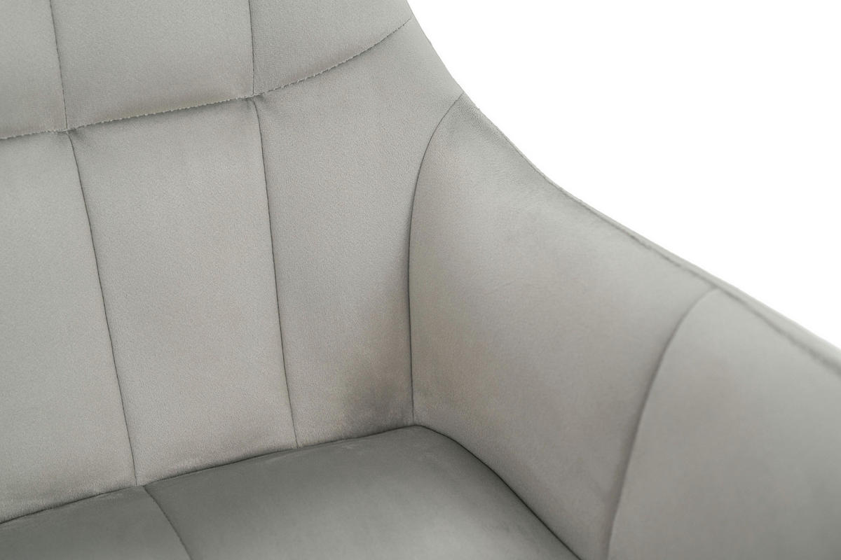 STUHL FANO drehbar gepolsterter mit Steppung - hellgrau - Velour - Hellgrau/Schwarz, Textil/Metall (58/83/59cm) - NEW HOME
