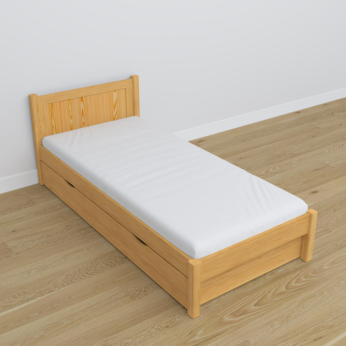 BETT mit Schublade N02 Naturkiefer 100/200 - Hellbraun, Naturmaterialien/Holz (100/200cm) - N-Wood