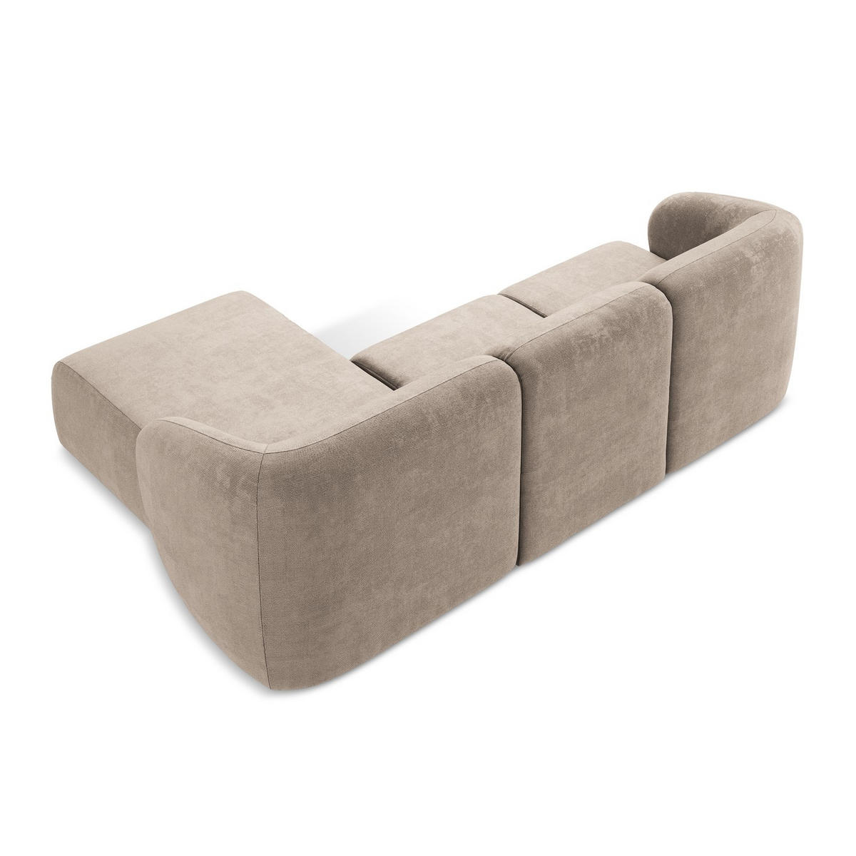 ECKSOFA Rechts Chenille Stoff Beige - Schwarz/Cappuccino, Holzwerkstoff/Kunststoff (248/166cm) - LaMiaSofa