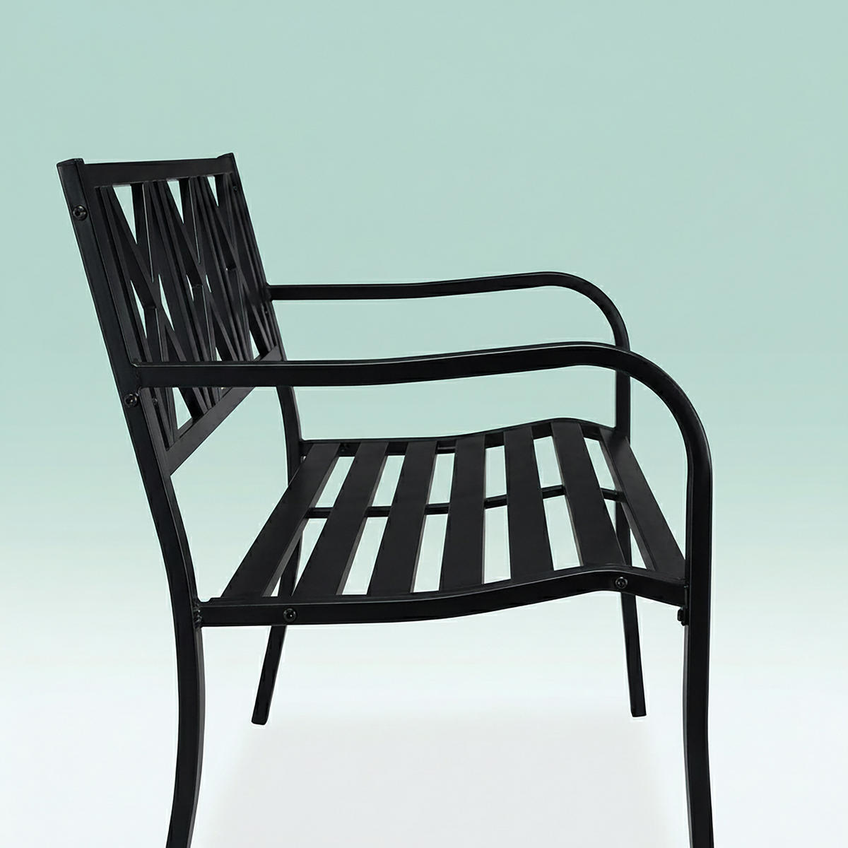 GARTENBANK Schwarz Stahl 2-Sitzer 127 cm - Schwarz, Metall (127/81/56cm) - Relaxdays