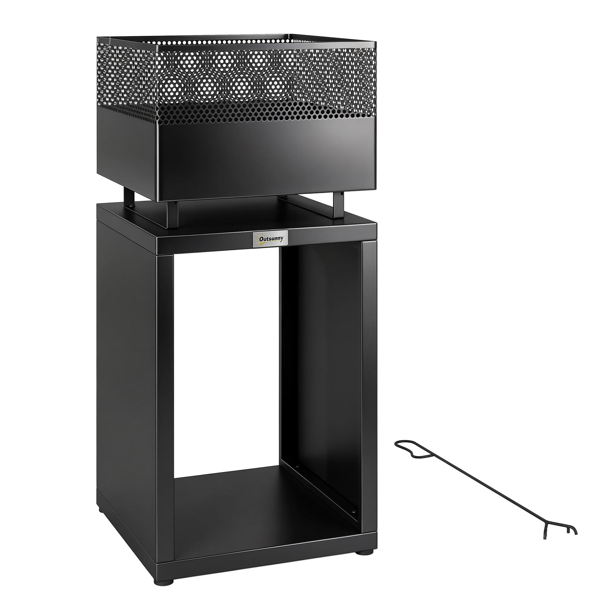 FEUERSCHALE Metall Schwarz - Schwarz, Metall (39/87/39cm) - Outsunny