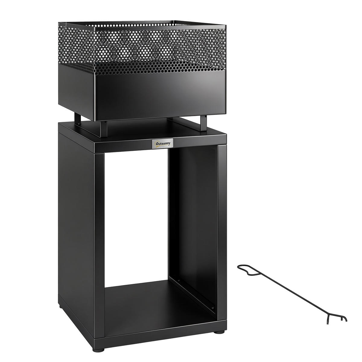 FEUERSCHALE Metall Schwarz - Schwarz, Metall (39/87/39cm) - Outsunny