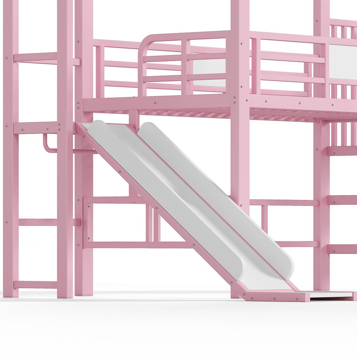 HOCHBETT 90/200 cm Hausform mit Rutsche und LED, DE-41963, in Rosa - Pink, Metall (90/200cm) - ComfortXL