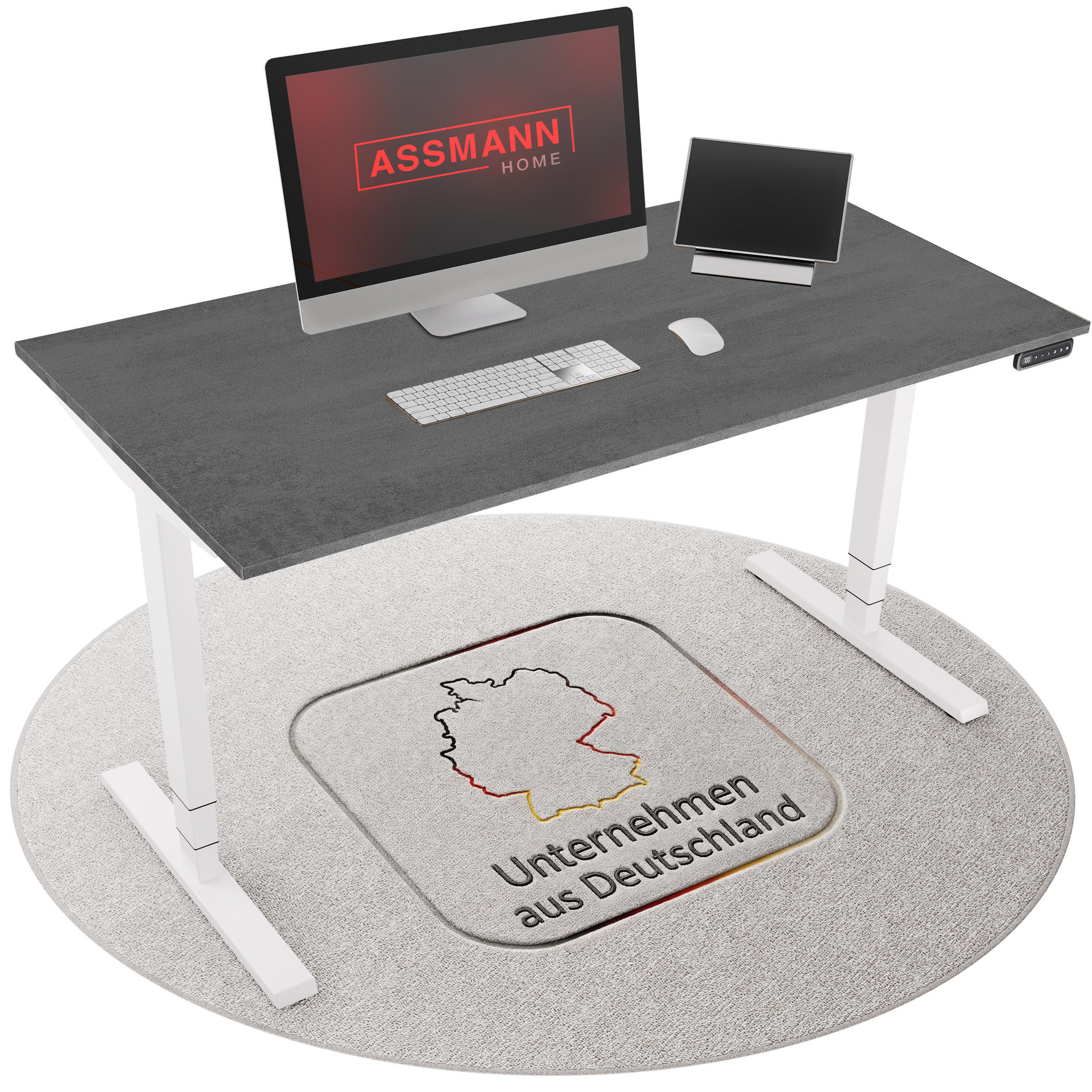 Assmann Schreibtisch Schiefer, Weiß 180x127x80 cm