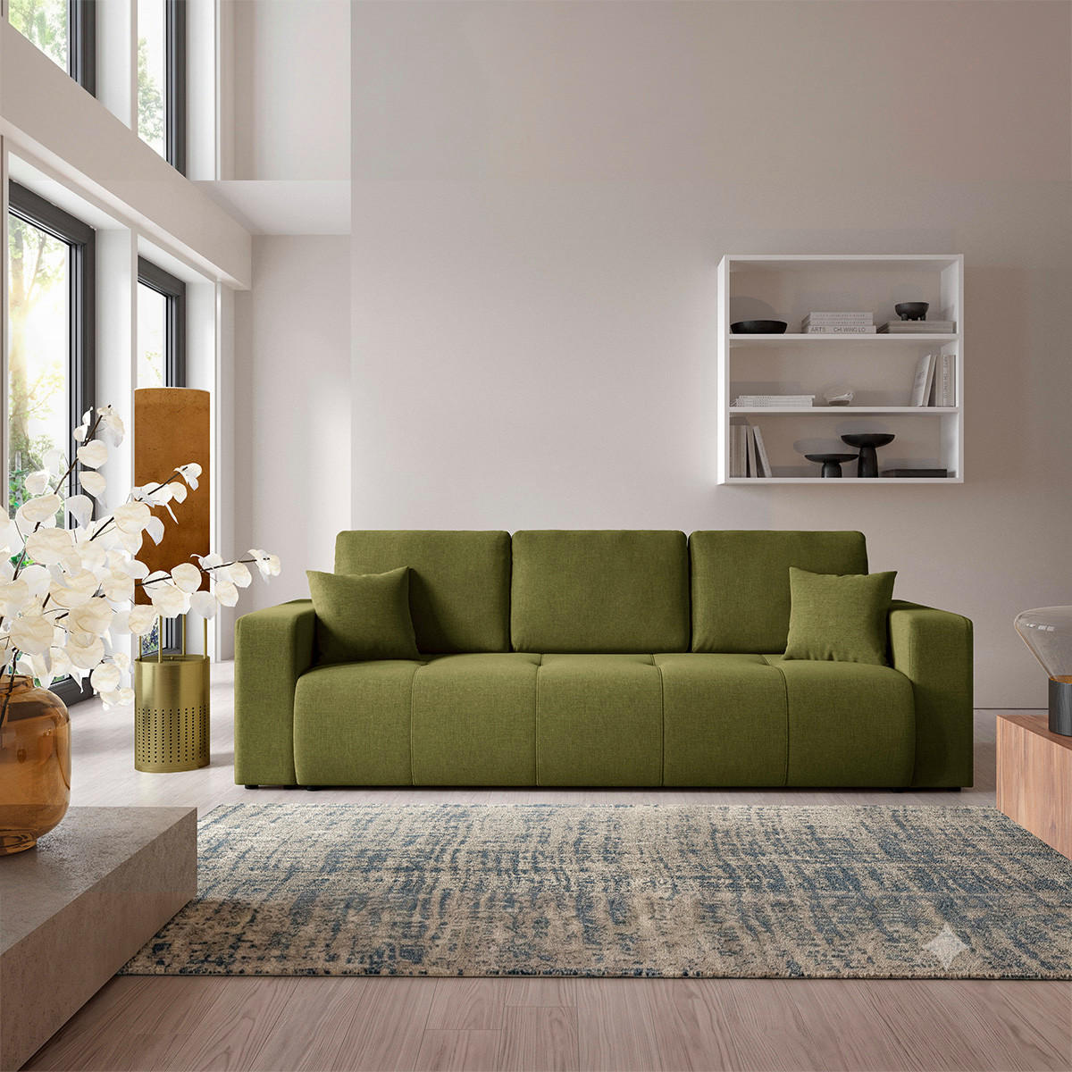 SOFA Giulia 3 Sitzplätze Grün - Grün, Holz (244/82/102cm) - Petits-meubles
