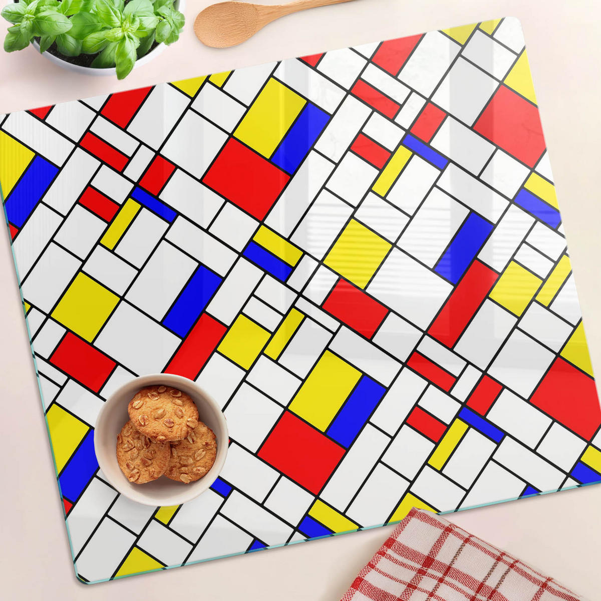 GLASPLATTE 60x52 cm Abstraktion - Multicolor, Glas (60/0.4/52cm) - TULUP