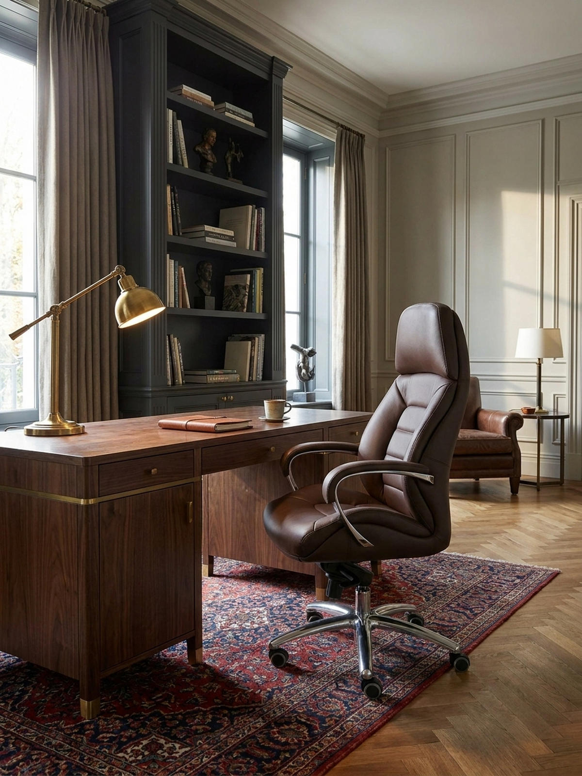 CHEFSESSEL Leder mit Multiblockwippmechanik bis 120 kg MIRON, Braun 67x67x137 cm - Silberfarben/Braun, Leder/Metall (67/137/67cm) - KADIMA DESIGN