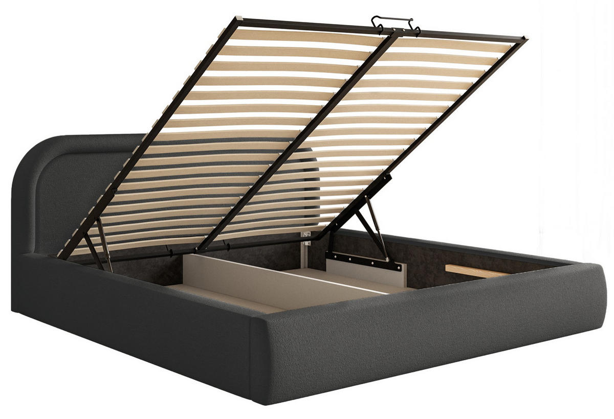 POLSTERBETT Ruvi Graphitgrau 180x200 cm - Dunkelgrau/Schwarz, Holz/Textil (180/200cm) - Selsey