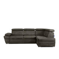 SCHLAFECKSOFA RATLO rechts 4/5-Sitzer mit Bettkasten in Lederoptik, grau - Dunkelgrau/Silberfarben, Textil (270/190cm) - KONSIMO®