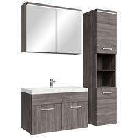 BADMÖBEL-SET Paso LED 4 Teile Grau Eiche - 80 x 35 x 55 cm - Eichefarben/Grau, Holz (80/55/40cm) - Badplaats