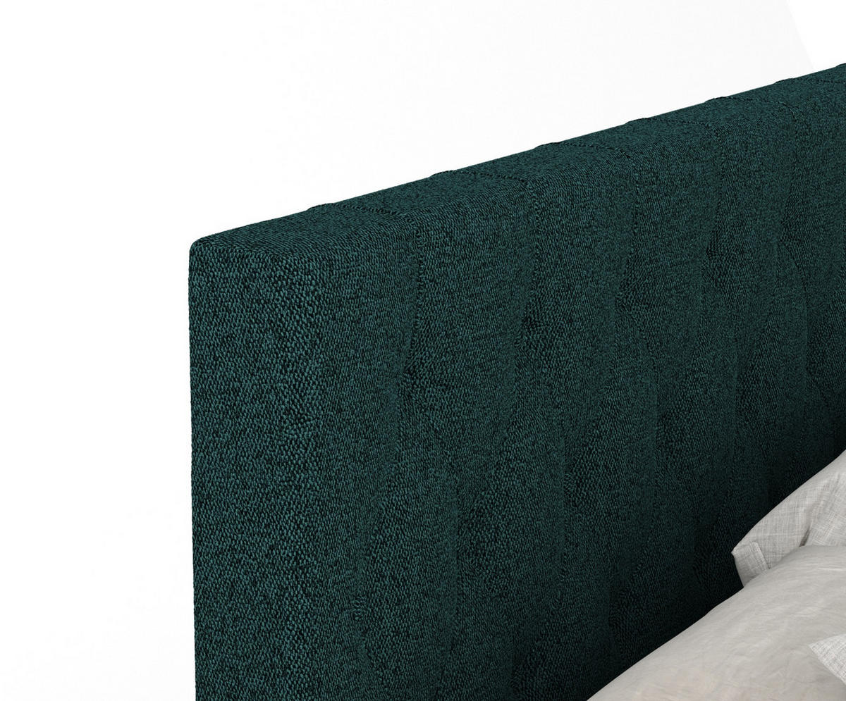 BOXSPRINGBETT Excelsior Grün 140/200 cm mit Latex-Topper - Silberfarben/Grün, Holz/Holzwerkstoff (140/200cm) - Maison de Reve