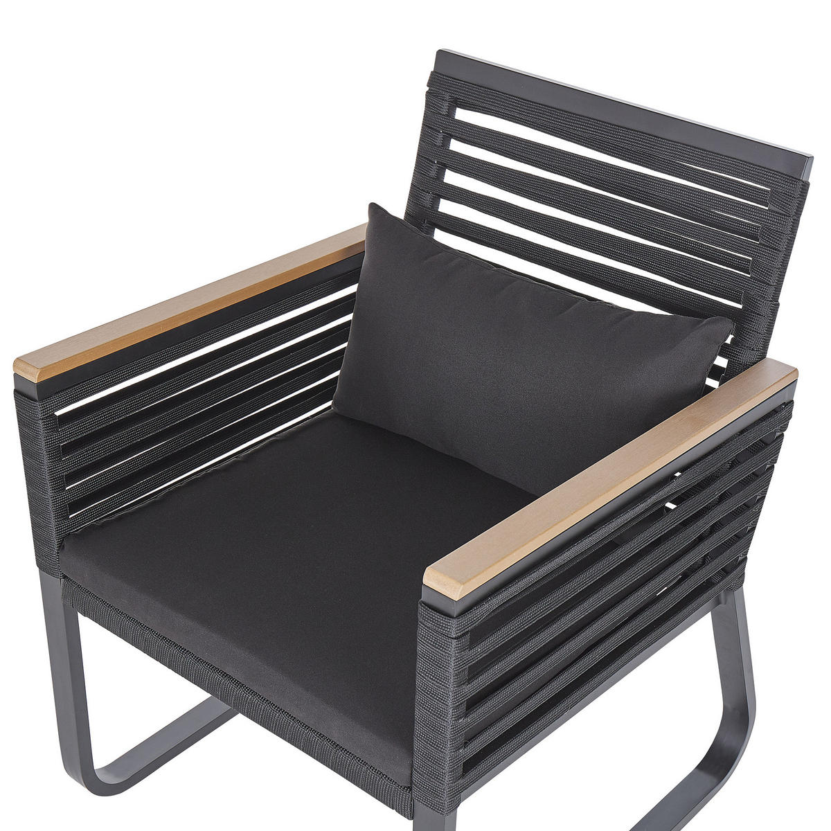 GARTENMÖBEL SET 4-Sitzer Aluminium/Flechtseil schwarz Canetto - Hellbraun/Schwarz, Metall - Beliani