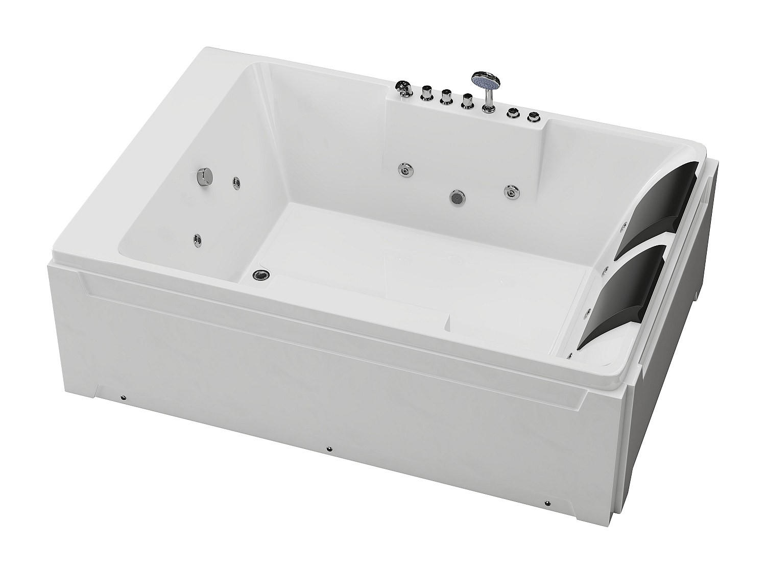 WHIRLPOOLBADEWANNE - 2 -Sitzer - Acryl - weiß - THALASSA - Weiß, Kunststoff (182/62/122cm) - Vente-Unique