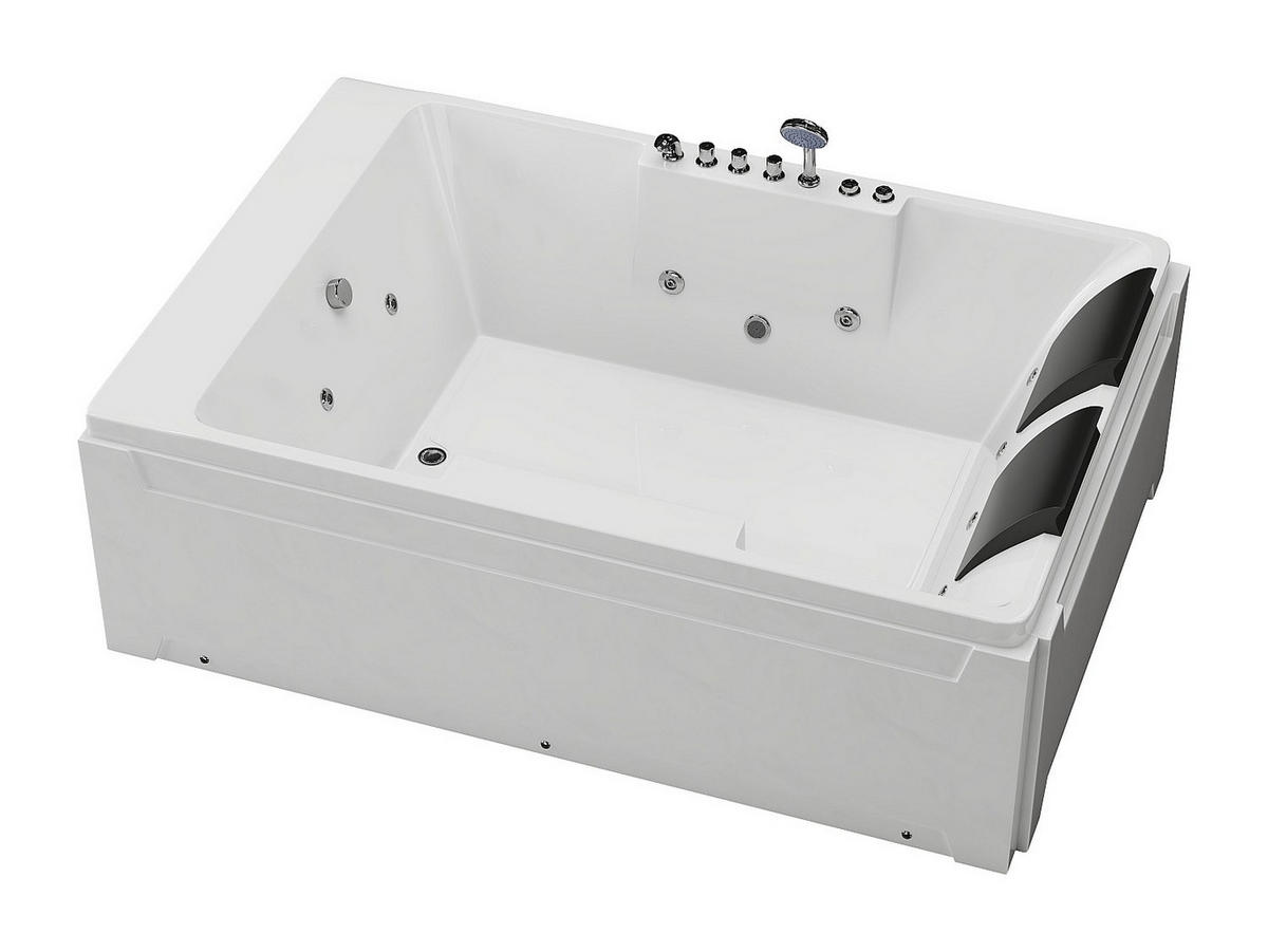 WHIRLPOOLBADEWANNE - 2 -Sitzer - Acryl - weiß - THALASSA - Weiß, Kunststoff (182/62/122cm) - Vente-Unique