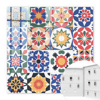 SCHLÜSSELBOX Weiß 30x30 cm – Türöffnung nach rechts - Blumenmosaik - Blau, Metall (30/30/5cm) - TULUP